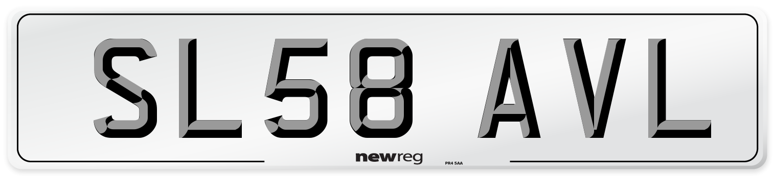 SL58 AVL Number Plate from New Reg